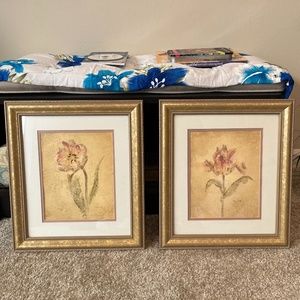 Two beautiful Cheri Blum floral art pieces with frames